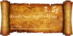 Kozányi Szörény névjegykártya